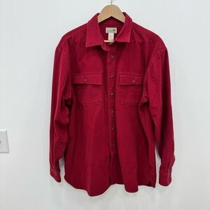 L.L. Bean Flannel Chamois Thick Button Shirt Sz XL regular fit warm Red